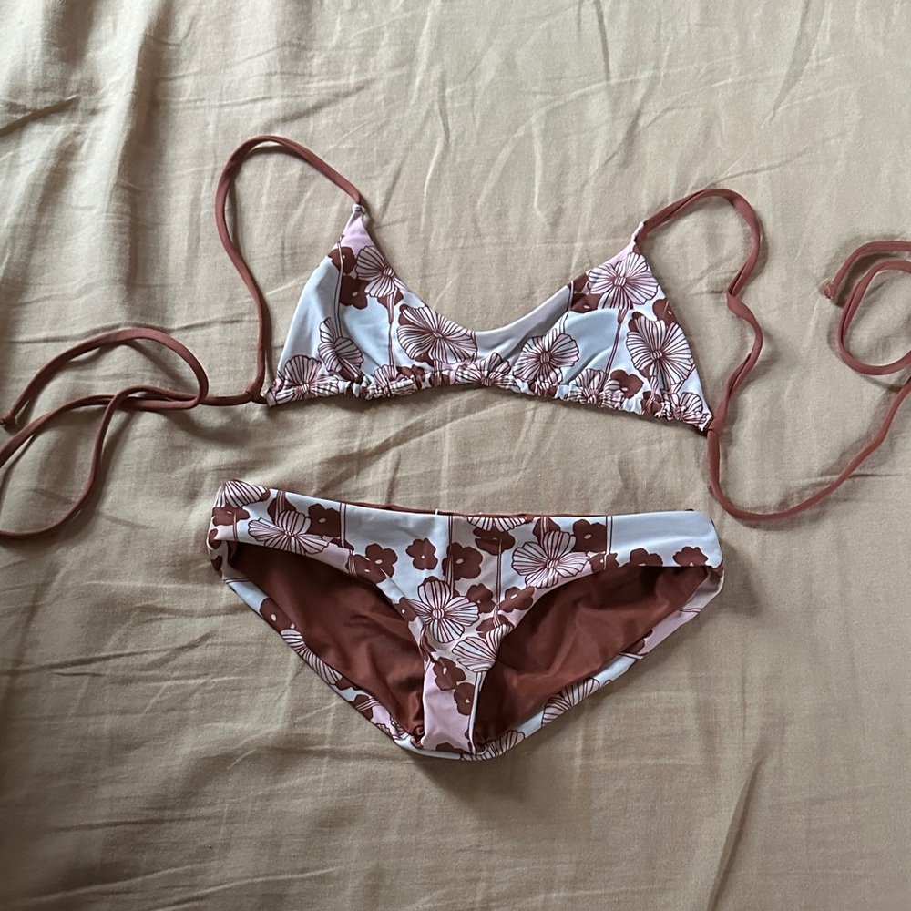 Lolli Brown and White Floral Bikini Set